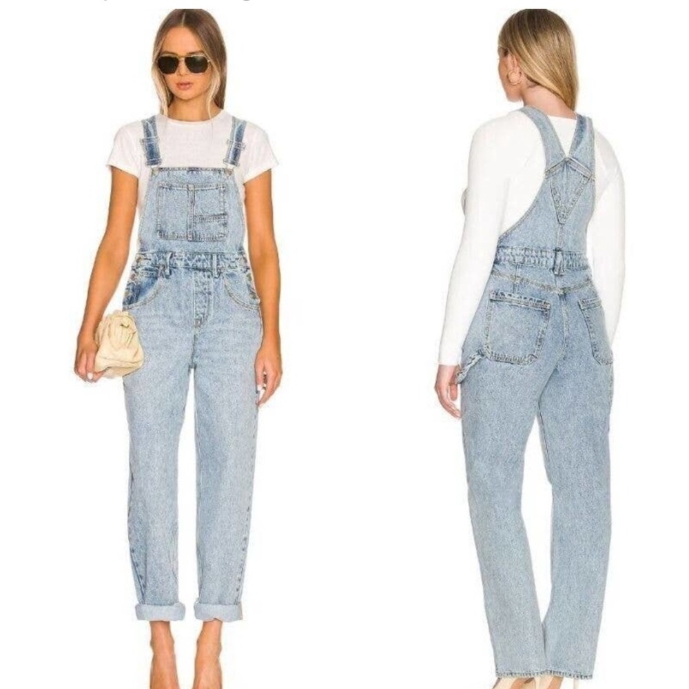 Good American Light Blue Denim Overalls